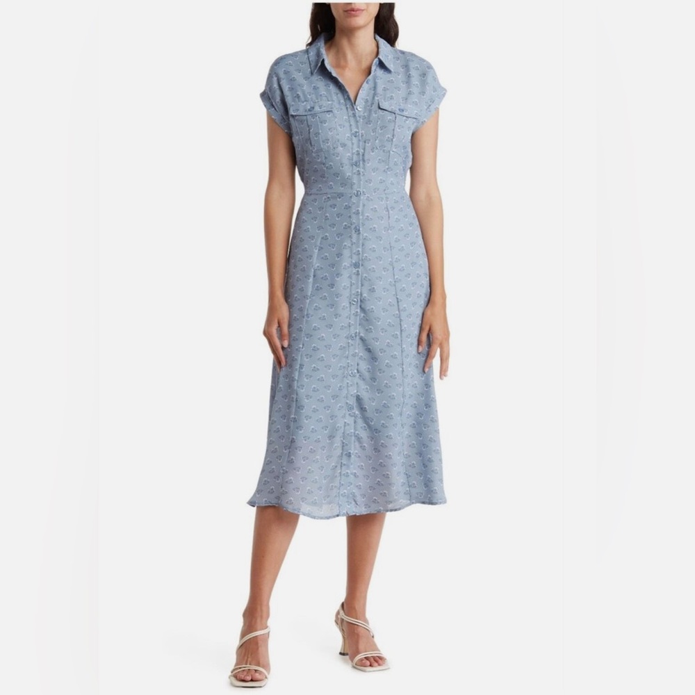 Luckt Brand Light Blue Printed Shirt Dress-never Worn